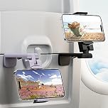 (2 Pack)Airplane Phone Holder - Klearlook 4 in 1 Adjustable Phone Stand for Travel, 360 Rotation Handsfree Flight Phone Holder, Foldable Travel Essentials for Flying/Traveling/Home/Office-Black Purple