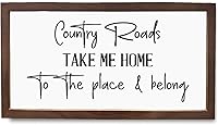 Country Roads Take Me Home Rustic Wooden Sign - Farmhouse Front Door Wall Decor, 15x7.5 Inch Pine Wood Plaque for Entryway & Cottage Homes