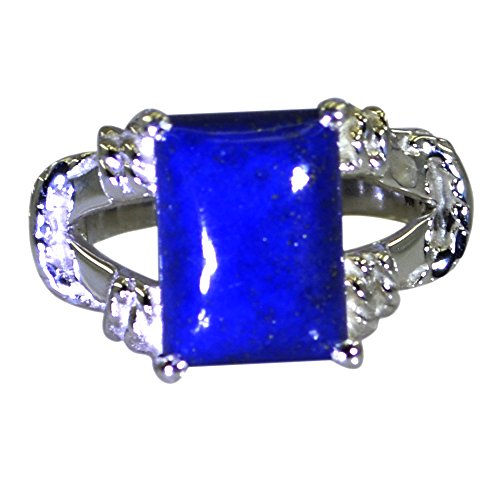 Bague de mère lapis-lazuli rectangle argent ajustable de taille H à Z