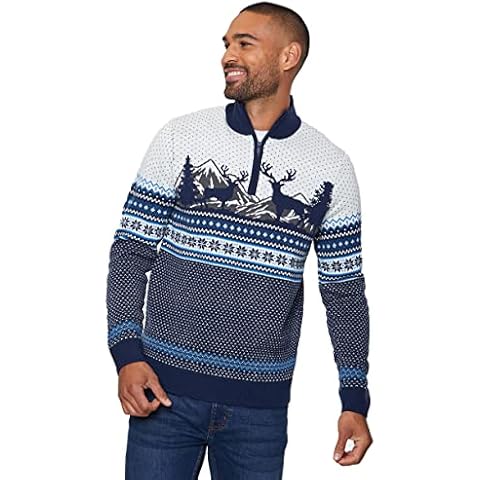 NOROZE Unisex Christmas Jumper Stag Navy Cover