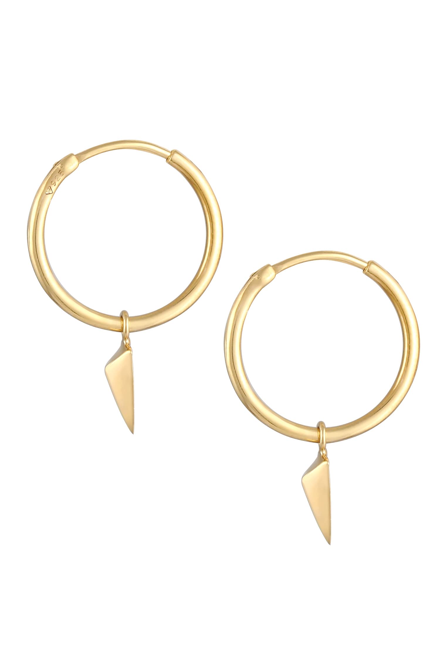 Elli Kolczyki damskie wiszące Creole trójkąt Geo Design ze srebra wysokiej próby 925, jeden rozmiar, Metal,