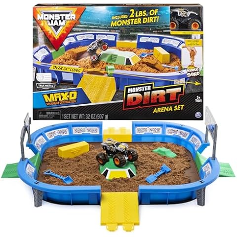 Monster Jam, Monster Dirt Arena 24-inch Playset with 2lbs of Monster Dirt and Exclusive 1:64 Scale Die-Cast Monster Jam Truck Cover