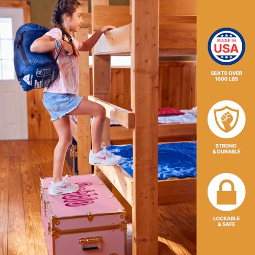 Image of Rhino Trunk & Case Large Essential Trunk With Wheels 32 inchx18 inchx14 inch, 1000+ lbs Capacity - Many Colors. Strong, USA Made Summer Camp Footlocker, and Secure College Dorm Storage Chest