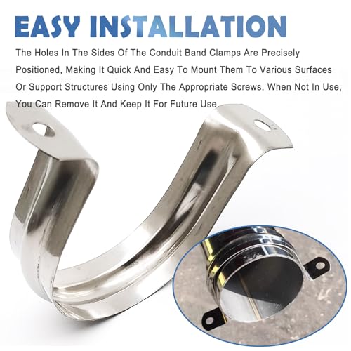 Image of Nge 2.5inch Rigid Pipe Strap Clamp-Two Hole Strap-U Bracket Tube Clip-Stainless Steel Heavy Duty Pipe Fasten Holder-Secures Conduit,10Pcs(76mm)