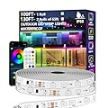 httpsmp 100FT Outdoor LED Strip Light Waterproof,IP68 Outside RGB+IC Light Strip with App/Remote Control,Chase Mode,Music Sync Light for Balcony,Deck,Rooftop,Garden,Pool