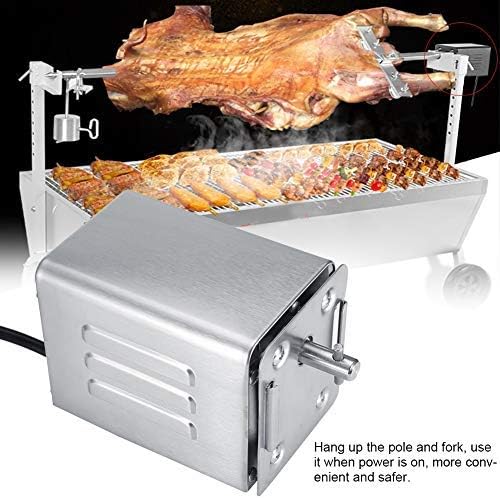 Longzhuo Motor eléctrico BBQ Rotissore para espiga parrilla, acero inoxidable, 50-70 kg (enchufe UE 220 V)