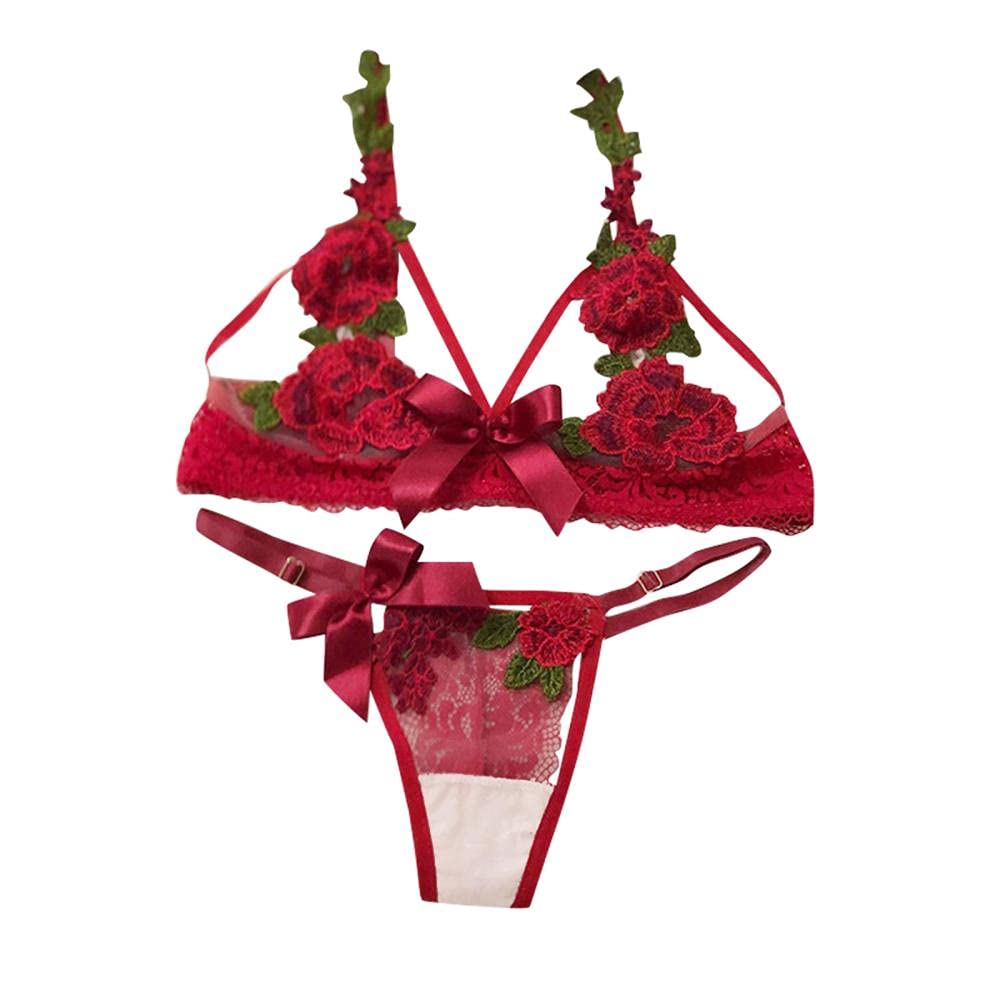 Intimo Femminile Set di Biancheria Intima da Donna per San Valentino Set di  Biancheria da Notte Sexy per Reggiseno Trasparente Perizoma Intimo con  Ricamo Floreale Set Bielizna Damska S : Amazon.it: Moda