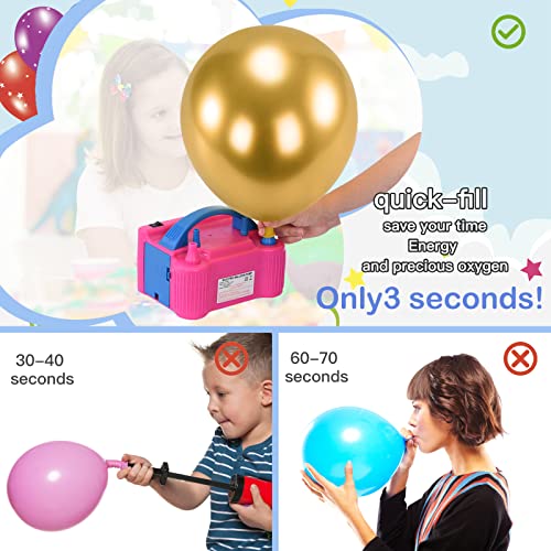 Balloon Pump Electric,Portable Dual Nozzle High Power(110V~120V, 600W),Air Balloon Inflator For Birthday Party Supplies Decoration(Gifts: 2 Tying Tools, 10 Balloons) #TOP5