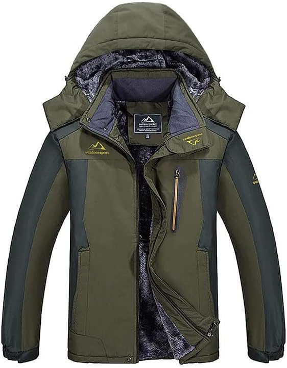 Men Softshell Thick Warm Fleece Lined Parka Coat Waterproof Outerwear Hooded Military Army Jacket