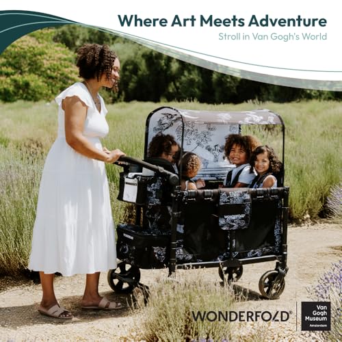 Image of WONDERFOLD Universal Parent Console Stroller Organizer with Insulated Cup Holders, Hook & Loop Closure Handle Attachment, 2 Storage Pockets, Removable Shoulder Strap for Easy Transport