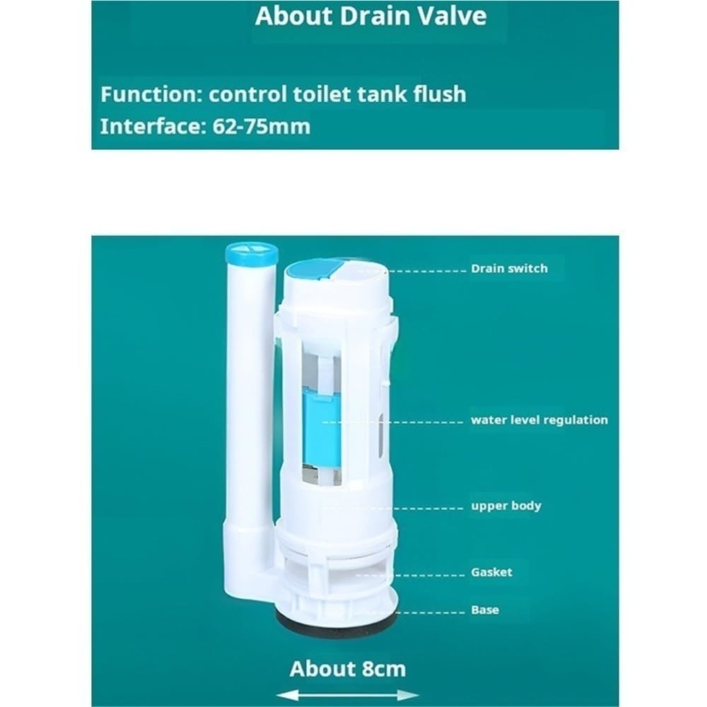 1 Juego de accesorios for cisterna de válvula de drenaje de llenado, componentes de reparación de tanque de agua de inodoro de doble descarga, accesorios(28cm)
