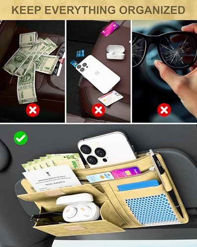 Image of FEDUS Pack of 2 Premium Car Sun Visor Organizer and Storage Car Document Holder, Sunglasses Holder for Car, Car All New Accessories Multipocket Pouch Auto Interior Accessories for Truck, SUV, Van