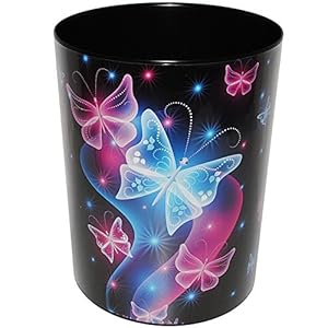 alles-meine.de GmbH Papierkorb / Behälter – Schmetterlinge & Blumen – aus Kunststoff – Mülleimer / Eimer – Aufbewahrungsbox für Kinder / Büro – Mädchen & Jungen – Abfalleimer..