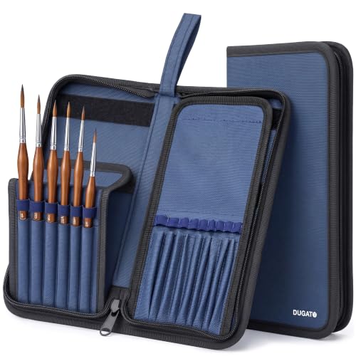 Image of DUGATO Short Brush Holder & Organizer, Canvas Case 5.4 x 10.7 in, Blue