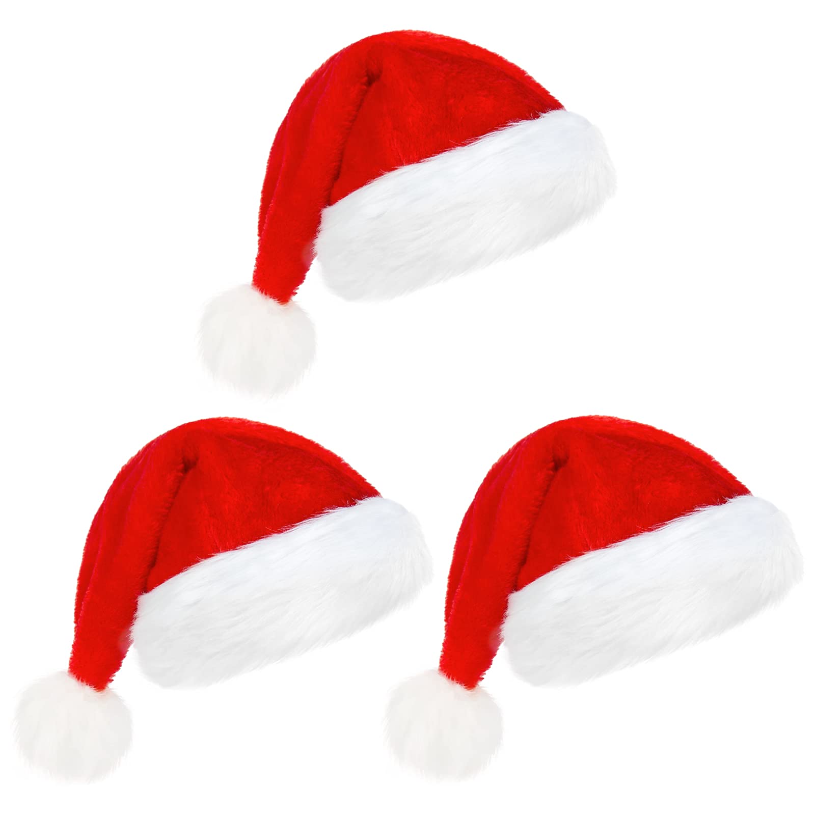 Christmas Hat, Set of 3 Velvet Santa Hat - Holiday Hat for New Year Festival Christmas Decor Party Favors Supplies Women Hat Red