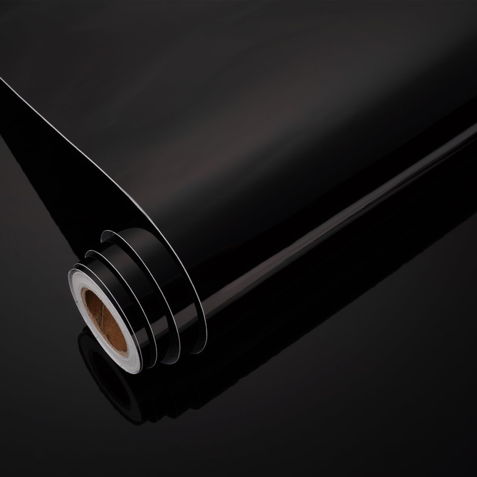 Yenhome Glossy Black Contact Paper Peel and Stick Countertops Refrigerator Wrap 17.7"X118" Reflective Black Metallic Wallpaper Removable Vinyl Contact Paper for Countertop Cabinet Desk Appliance