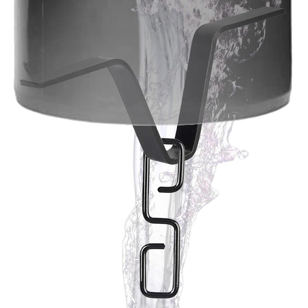 Adaptador de cadena de lluvia para canalones de lluvia, color negro, con forma de V, gancho para cadena de lluvia con forma de S, para clima lluvioso al aire libre