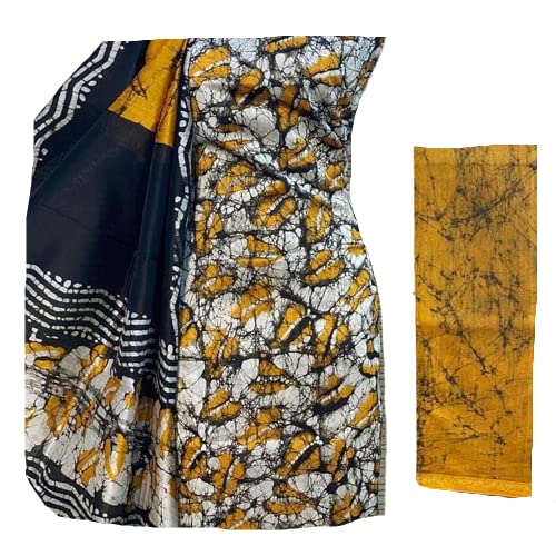RIGDOMHand Batik Wax Printed Unstitched Salwar Suit Dress Material with Cotton Dupatta