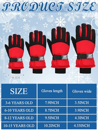 Image of Geyoga Kids Waterproof Winter Snow Ski Gloves for Boy Girl Outdoor Warm Thickening Snowboard Gloves