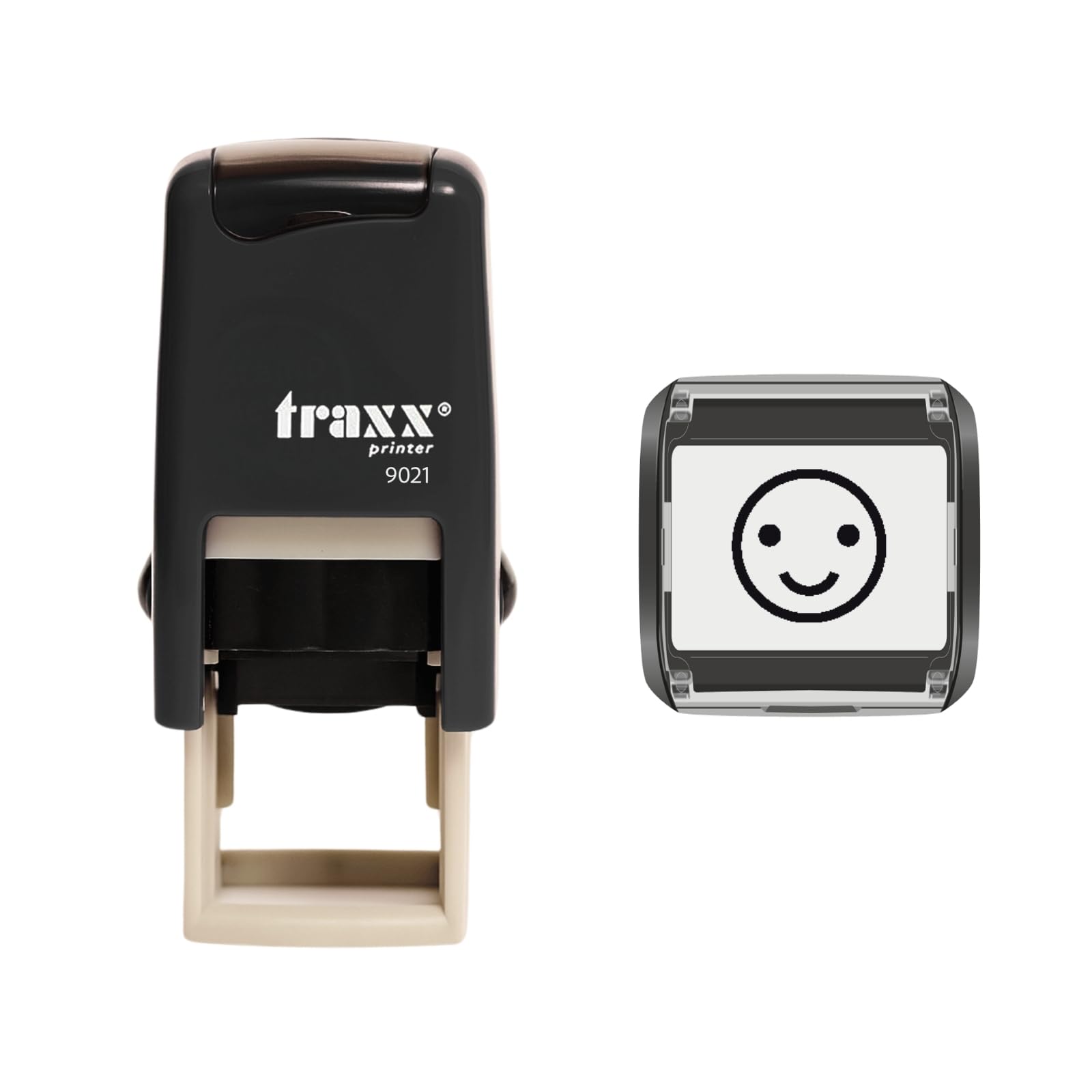 Traxx 9021 Loyalty Card Self Inking Rubber Stamp *A Smiley Face Emoticon in Black Ink*