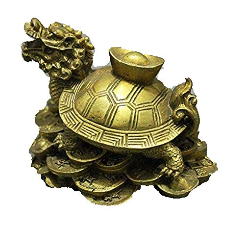 Dragon Tortue FengShui en Laiton pour Bureau et Salon Chaleureux