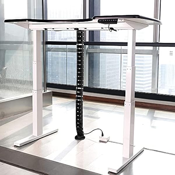 FLEXISPOT Deluxe kabelryggrad 128 cm kabelhanteringshylsor sladdar kabel prydlig organiserare för stående skrivbord kontorsskrivbord justerbar höjd skrivbord (svart)