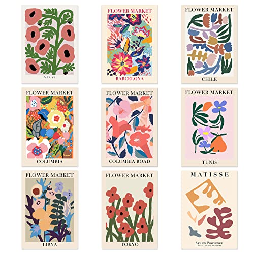 【Poster d'arte del Mercato dei Fiori Floreali】Il set di poster floreali vintage è adatto per una varietà di scene per le stanze. È una buona scelta da appendere al muro del tuo salotto, camera da letto, dormitorio universitario, bagni, uffici, sala da pranzo, salotti, cucine, camere da letto, camere per bambini, decorazioni semplici portano infinita bellezza artistica.