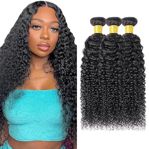 Bundles Cheveux Humains Kinky Curly 1B Noir Naturel 14-18 Pouces