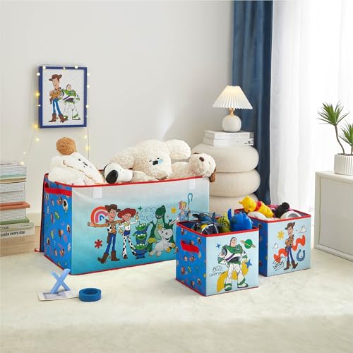 Image of Disney Pixar Toy Story Storage Cubes for Kids,2 Pack 10 inchx10 inch Collapsible Fabric Bins with Handles, Organizer Boxes with Handles for Bedroom, Playroom & Nursery