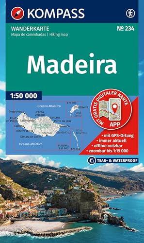 KOMPASS Wanderkarte 234 Madeira 1:50.000: Wander- und Fahrradkarte in einem - inklusive Offline-Verwendung in der KOMPASS-App. Wander-& Radwege. Skitouren. Langlaufen. Reiten.