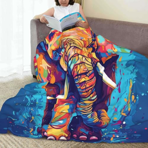 Zeleda ELEPHANTBT4010305 Elephant Blanket Gifts For Kids Elephants Animal Pop Art Throws Soft Lightweight Plush Quilt For Sofa Couch Living Room Bed Camping Travel 60 Inchx50 Inch White Elephant Decor thumb #4