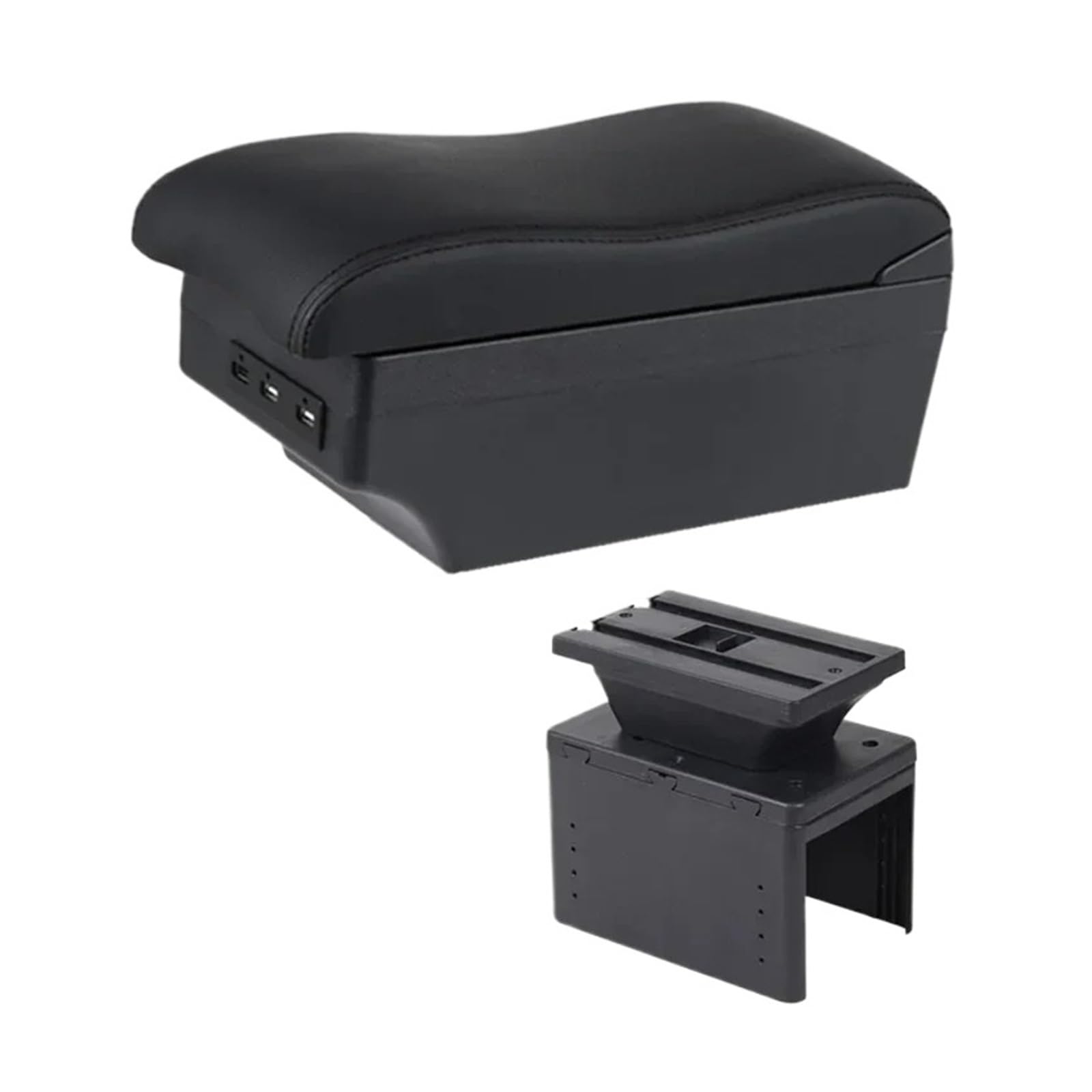 Ggwqoops Car Armrests For Citroen For C3 Armrest Center Storage Box Leather Arm Rest Console USB Led Armrest Box(E2 Black Line)