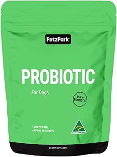 Petz Park Probiotics for Dogs - Australian Made Dog Supplements - Paw Licking Yeast Infection Gas Bloating Diarrhoea Const...