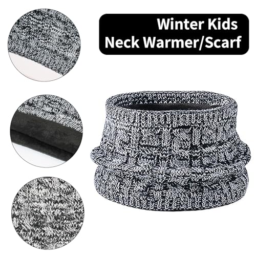 Icegrey 3Pcs Kids Winter Hat Scarf Snow Gloves Set, with Earmuffs, Knit Warm Fleece Lined Cold weather for Boys Girls3
