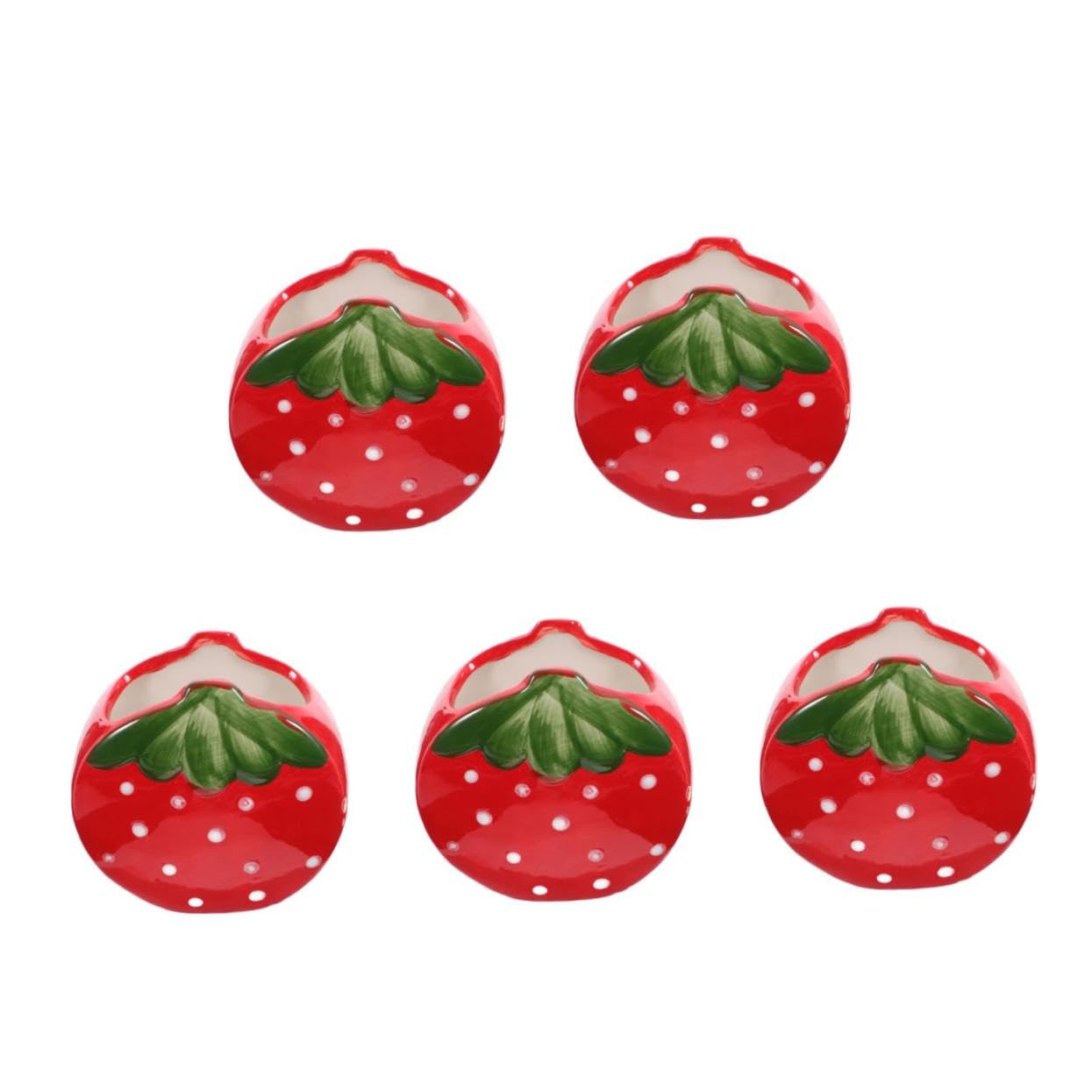 DOITOOL 5 Pezzi Portapenne Decorativo Ceramica Forma Fragola Organizer per Ufficio e Casa Portapenne Stile Semplice Accessorio da Scrivania
