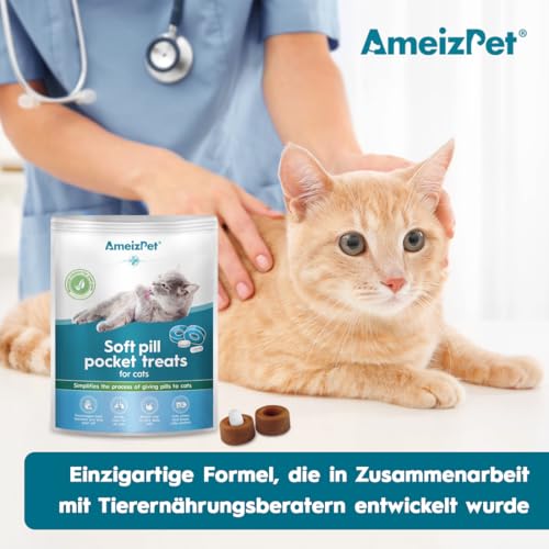 AmeizPet Pill Pockets Katze, Weiche Tabletten-Leckerlis zum Verstecken von Tabletten, Easy Pill Putty für Katzen, Stressfreie Alternative zum Cat Pill Popper, 50 g