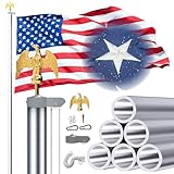 Heavy Duty Flag Pole 25 FT Flag Poles for Outside House,12 Gauge Extra Thick Aluminum Flagpole for 3x5 Flags Outdoor, American Flags for Outside with Pole Kit for Residential or Commercial (Sliver-25FT)