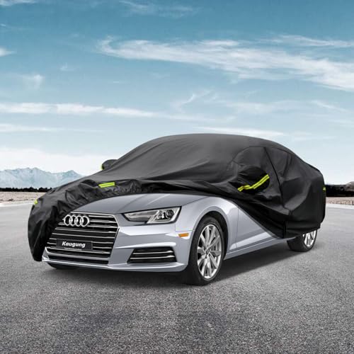 Image of Kaugung 7 Layers Car Cover Custom Fit Audi A4 (2007-2025), Outdoor Waterproof All Weather Sun Rain Dust Snow Protection with Zipper Door.