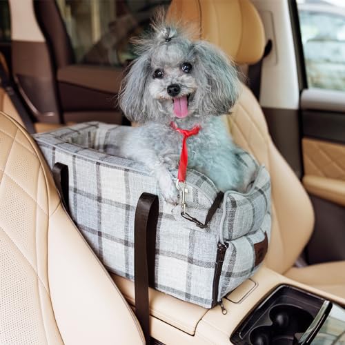Siège Auto Chien Petite Taille 2en1 - Panier Voiture, Sac Transport Avant avec Oreiller Lavable et...