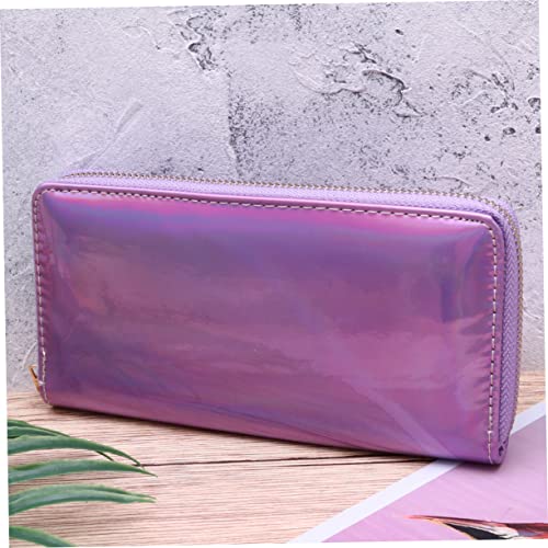 Sparking Sequins Wallet for Women Zipper Purse Phone Pocket Chic Iridescent Clutch Bag Violet for Parties and Everyday Use3