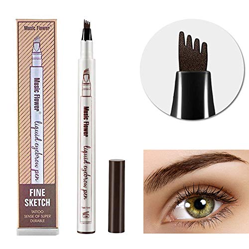 Tattoo Eyebrow Pen Waterproof Ink Gel Tint with Four Tips, Long Lasting Smudge-Proof Natural Hair-Like Defined Browns All Day (01# Chestnut)