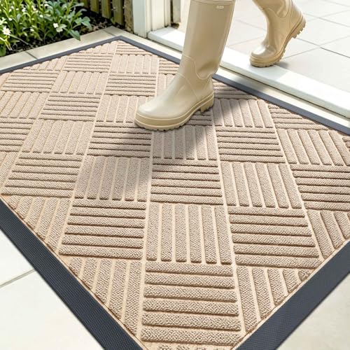 Image of OLANLY Front Door Mat Outside Entrance 35x23, Waterproof Heavy-Duty Doormat