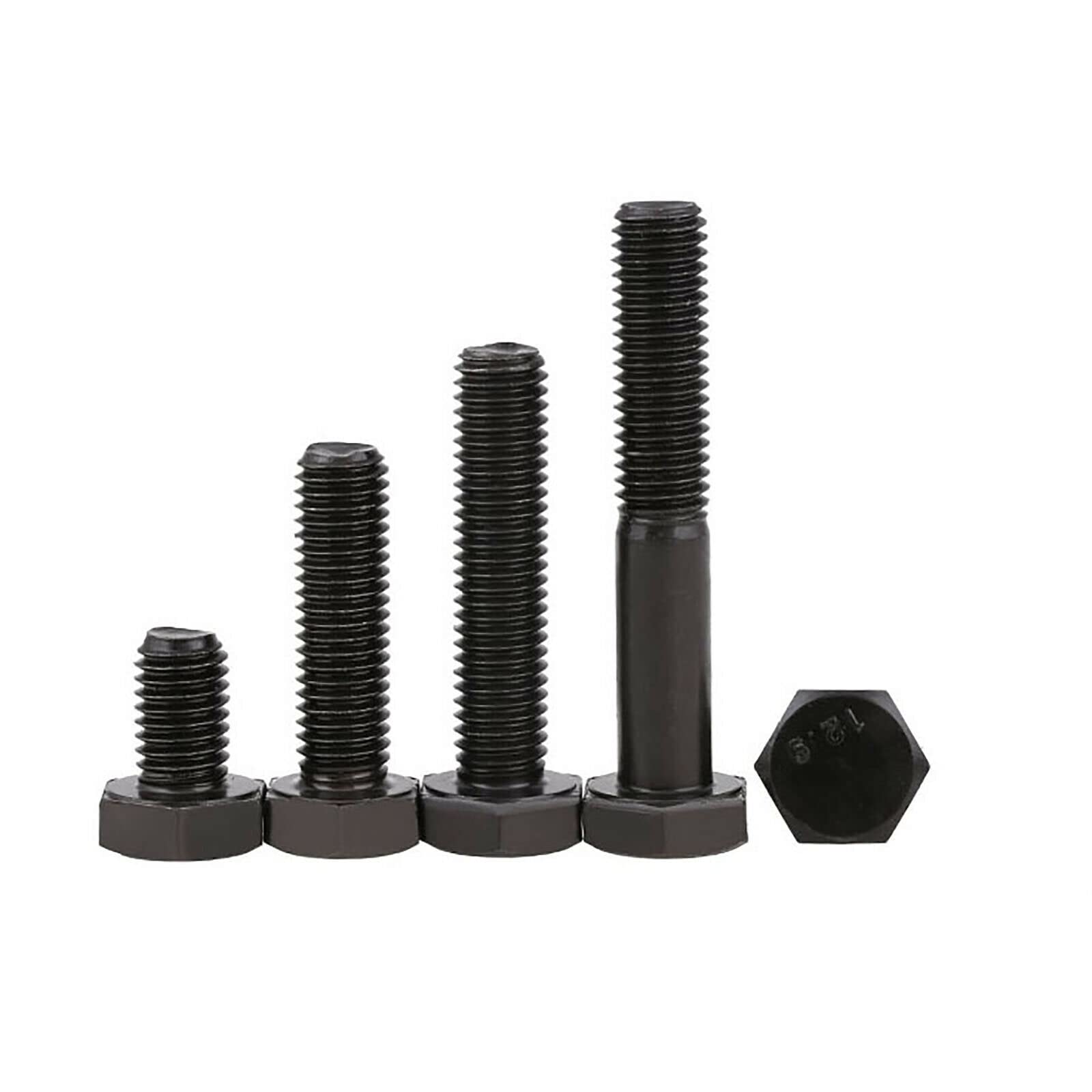 M6-M16 933 - Tornillos de cabeza hexagonal exterior de color negro, pernos hexagonales externos, acero de aleación de grado 12.9 de alta resistencia (55 mm, M16 (1 unidad)