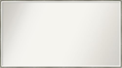 Amanti Art Silver Bathroom Mirror for Over Sink, 24x43 Custom Made Lucie Silver White Rectangle Vanity Mirror, Oversize Modern Wood Frame, Hangs