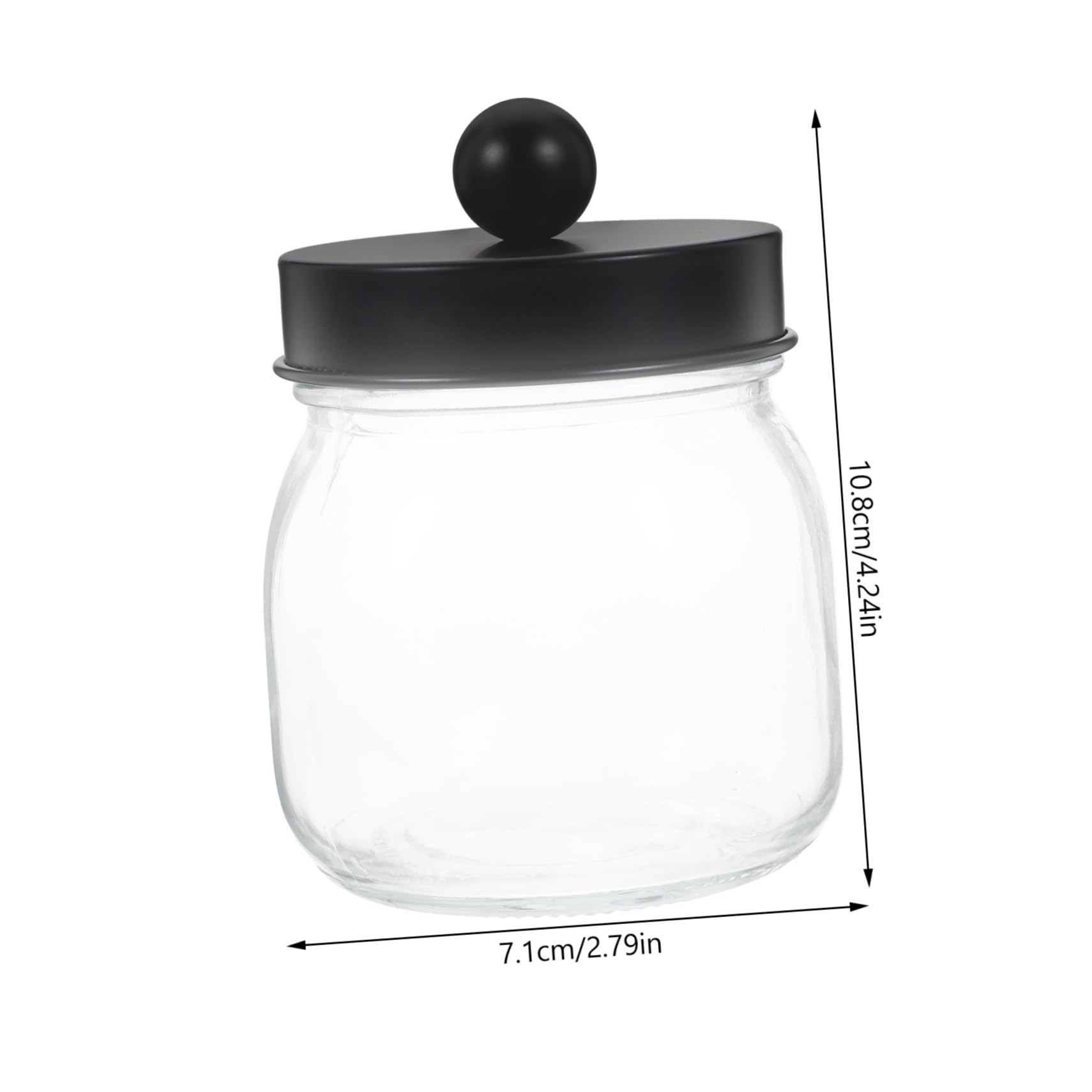 2 Stück Badezimmerglas mit Deckel Hautpflege Organizer aus Glas und Edelstahl Transparent Schwarz für Wattestäbchen und Wattepads