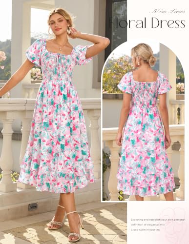 Image of GRACE KARIN Womens Summer Floral Maxi Dress 2026 Flowy Wedding Guest Dress A Line Boho Dresses Fashion Clothing with Pockets