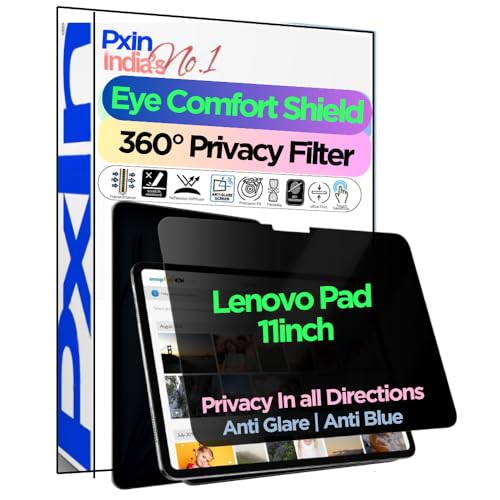 Image of PxIn Tablet Privacy Screen Guard compatible with Lenovo Pad 11inch | No.1 | Anti Glare | Anti Blue Light | Anti UV | 4 Way Privacy Filter | 360 Privacy | Eye Protect