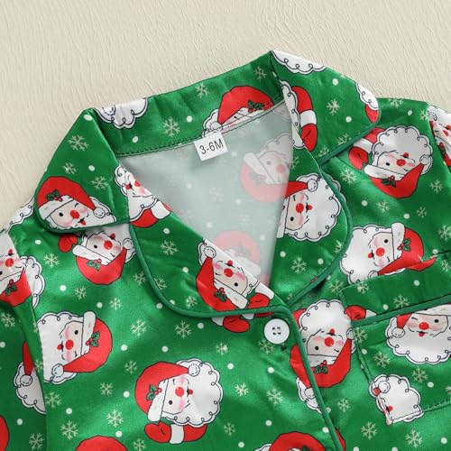 woshilaocai Baby Girl Christmas Pajamas Santa Claus Feather Trim Jumpsuit Button Down Romper Fall Winter Satin Sleepwear Pjs4