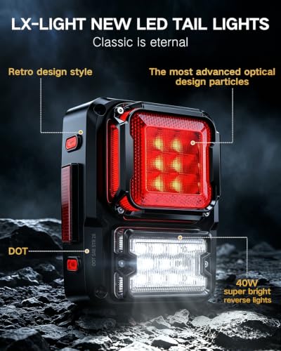 Image of DOT Approved Dark Smoke LED Tail Lights with 40W Super Bright Reverse Light Compatible with 2007-2017 Jeep Wrangler JK JKU 2 Door / 4 Door, EMC Build-in
