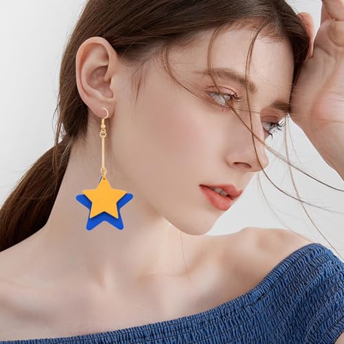 Leather Heart Earrings Dangle for Women Trendy, Star Earrings Lightweight Fashion, Gifts for Her3